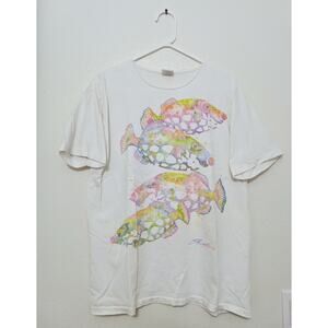 Dolphin Brand Vintage 1992 Tropical Fish Tee Single Stitch Made in USA SZ L